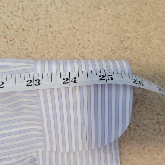 Harrods of London Mens Dress Shirt 15.5/39 Blue White striped Extra Fine Cotton - Picture 10 of 11